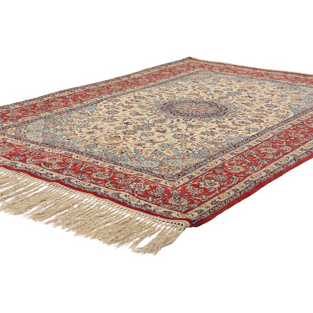 78918 Vintage Persian Isfahan Rug, 04'11 x 07'08. Behold the timeless elegance of this hand-knotted wool vintage Persian...