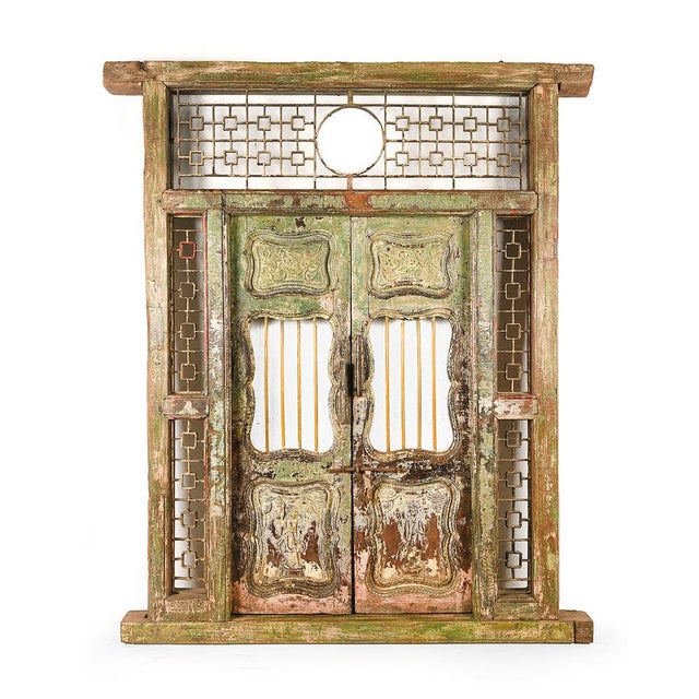 Wood Carved and Patinated Wooden Door and Frame For Sale - Image 7 of 7