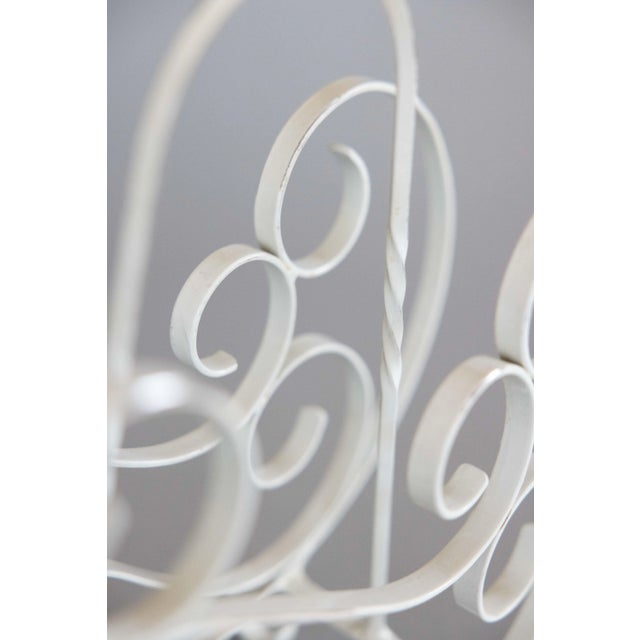 Metal Vintage French Country Style White Painted Wrought Iron Magazine Rack For Sale - Image 7 of 8