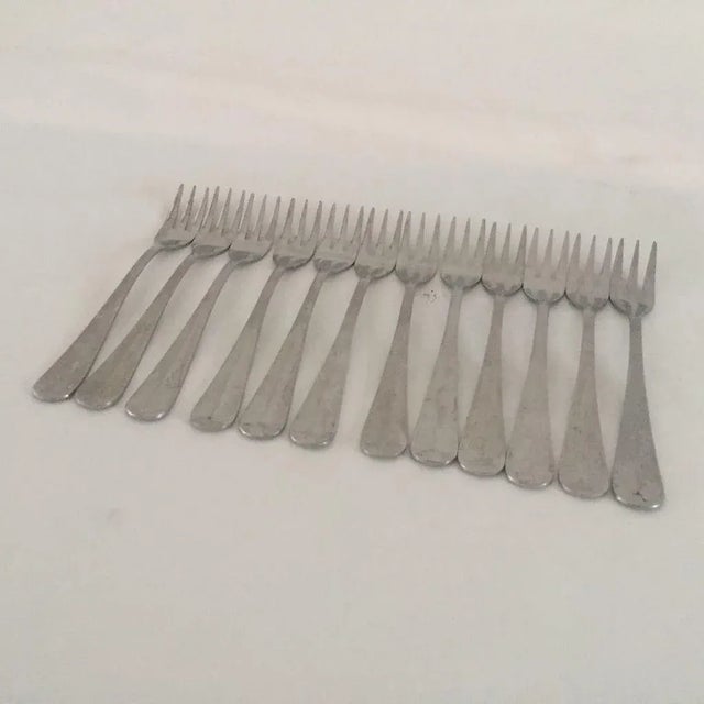 Vintage Stainless Steel Set Of Twelve Cocktail Or Seafood Forks,Makers Mark Reads "Rogers Co. Stainless Korea" They Are In...