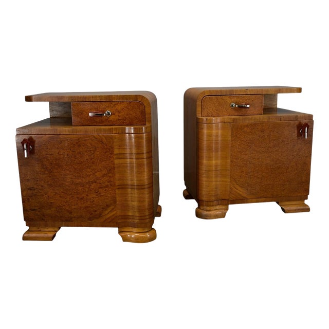 Vintage Art Deco Bedside Tables, Czechoslovakia, 1939s, Set of 2 For Sale