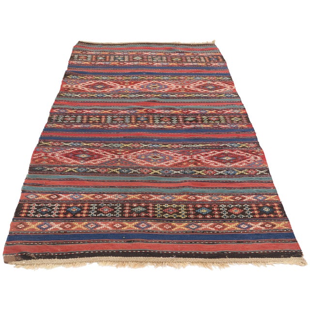 Mid-Century Modern Antique Caucasian Shahsavan Kilim Rug - 02'09 X 06'08 For Sale - Image 3 of 9