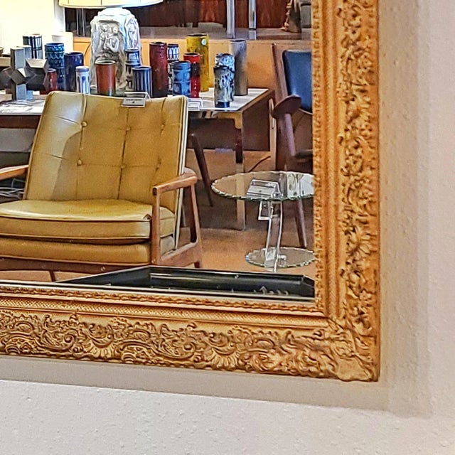 Wood Large Mirror in a Late Baroque/Rococo Style Gilt Frame For Sale - Image 7 of 11