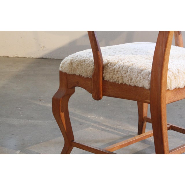 Wood Set of Vintage Brutalist Oak Razorblade Armchairs by Henning Kjærnulf, 1960s For Sale - Image 7 of 14