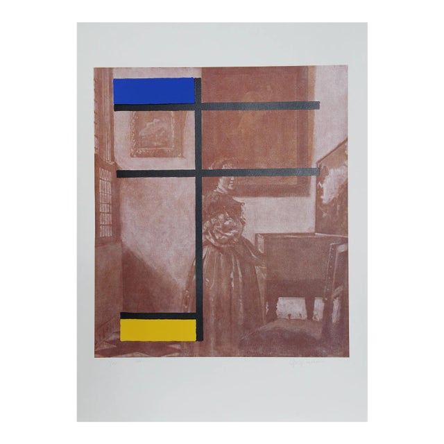 Mondrian With Vermeer, George Deem Lithograph With Silkscreen, Signed and Numbered in Pencil For Sale