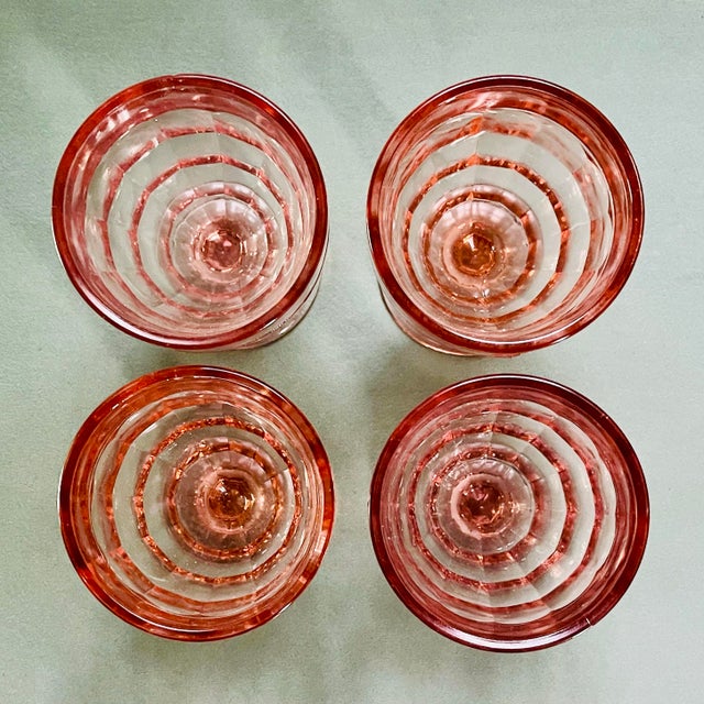 1930’s Pink Hazel Atlas Water Goblets- Set of 4 For Sale In Jacksonville, FL - Image 6 of 9