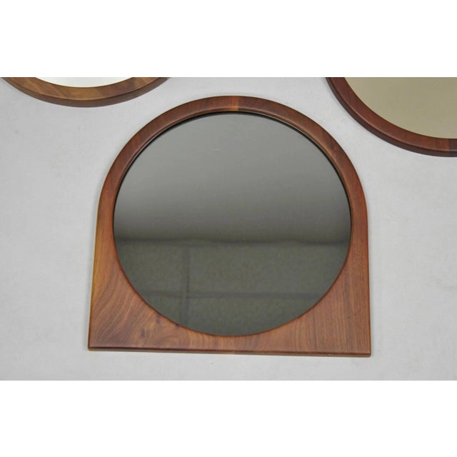 Late 20th Century Mid Century Danish Modern Style Sculpted Solid Teak Wood Mirrors - 3 Pc Set For Sale - Image 5 of 12