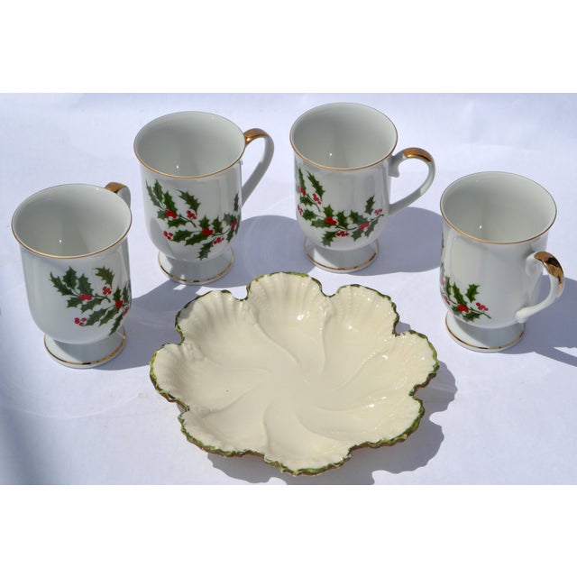 Lenox Early 20th Century Lenox Leaf Collection Fine Bone Ceramic Dish Scalloped Edges For Sale - Image 4 of 12