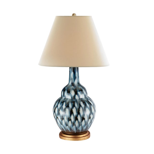 Contemporary Bunny Williams Home Pheasant Feather Lamp, Blue For Sale - Image 3 of 3
