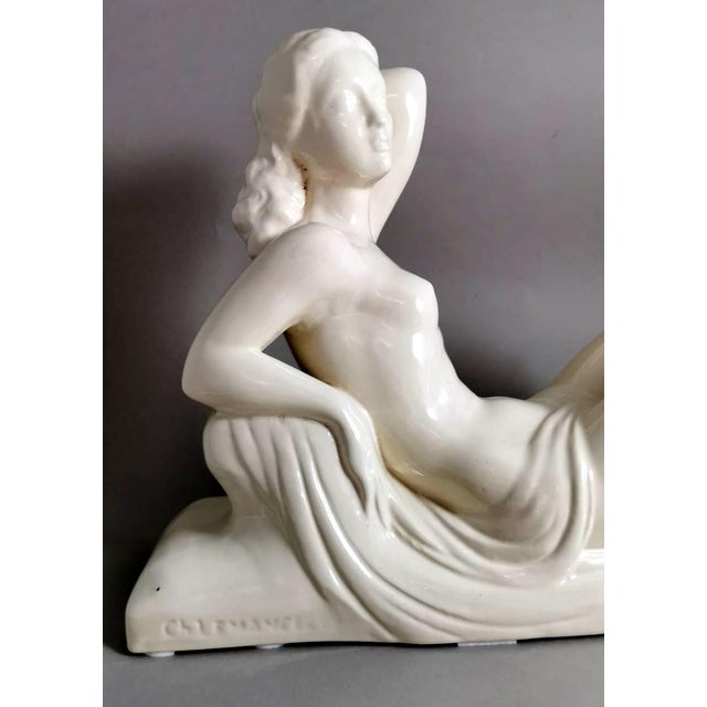 1920s 1920s Art Deco French Ceramic Sain-Clement Statue of Charles Lemenceau For Sale - Image 5 of 13