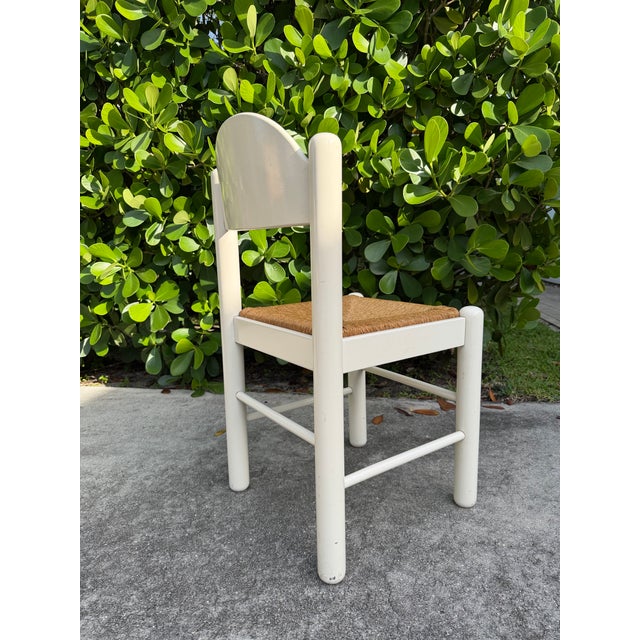 Vintage Hank Loewenstein Padova Italian Rush Seat Dining Chair in White Lacquer For Sale - Image 4 of 11