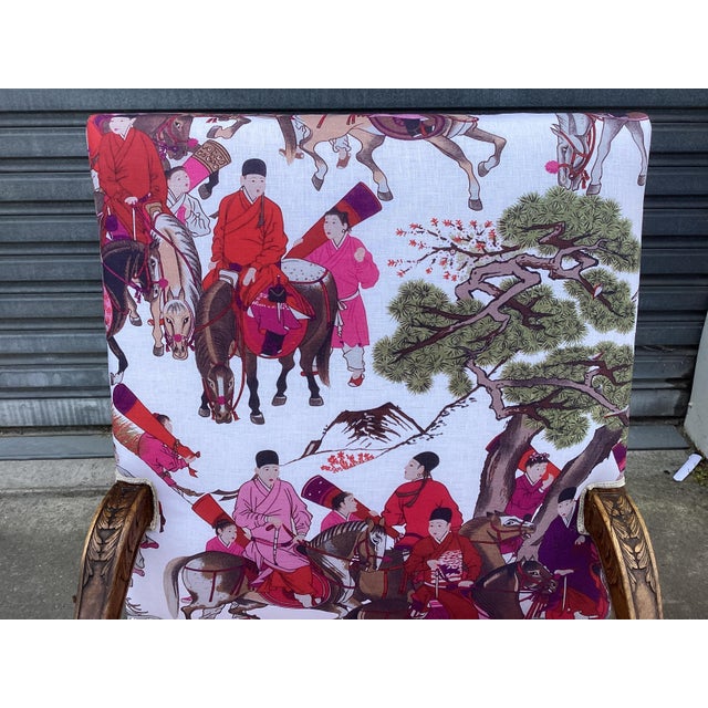 Textile Stunning Pair Manuel Canovas Upholstered French Chairs For Sale - Image 7 of 15