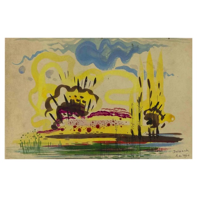 Jean-Raymond Delpech, Explosion of Colors, Original Drawing, 1960 For Sale