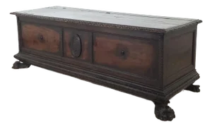 18th or 17th Century Italian Walnut Dowry Chest or Cassone