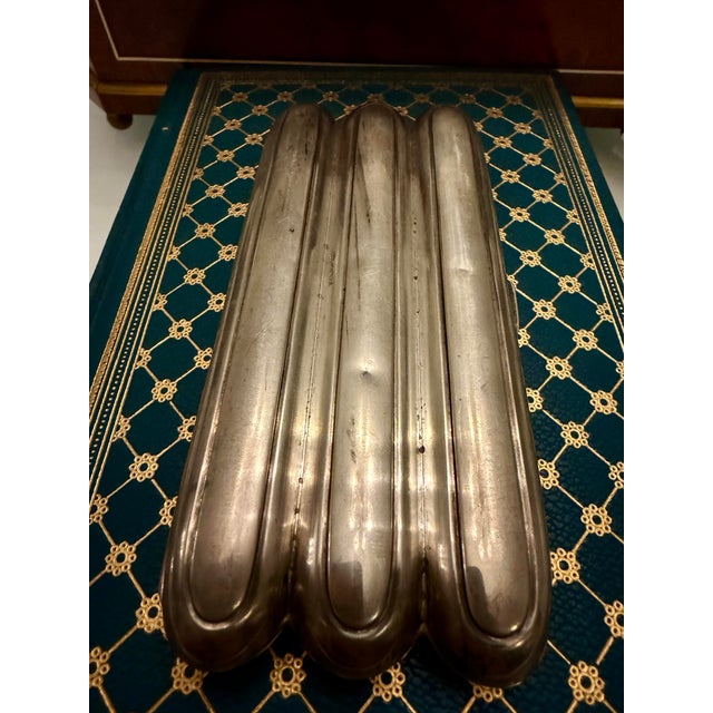Antique c.1900 Sterling Silver Three-Finger Cigar Case With Gold-Wash Interior For Sale - Image 11 of 12