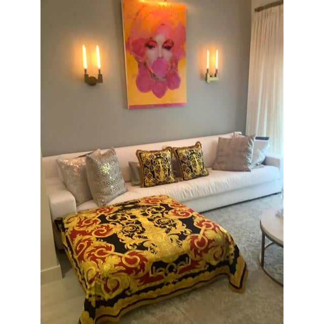 Metal Vintage Atelier Versace Fabric Custom Made Velvet Throw For Sale - Image 7 of 12