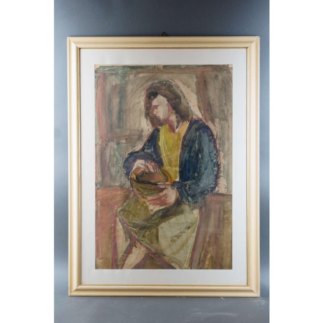 Mario Toccangini, Portrait, 1958, Mixed Media on Paper For Sale - Image 10 of 10