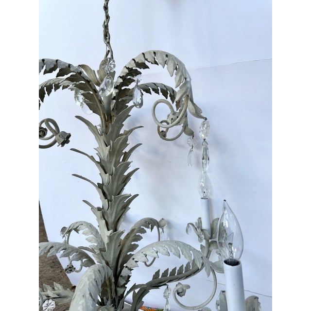 Vintage Gray 5-Light Hollywood Regency Palm Tree Chandelier Attributed to Hans Kogl For Sale In New York - Image 6 of 11