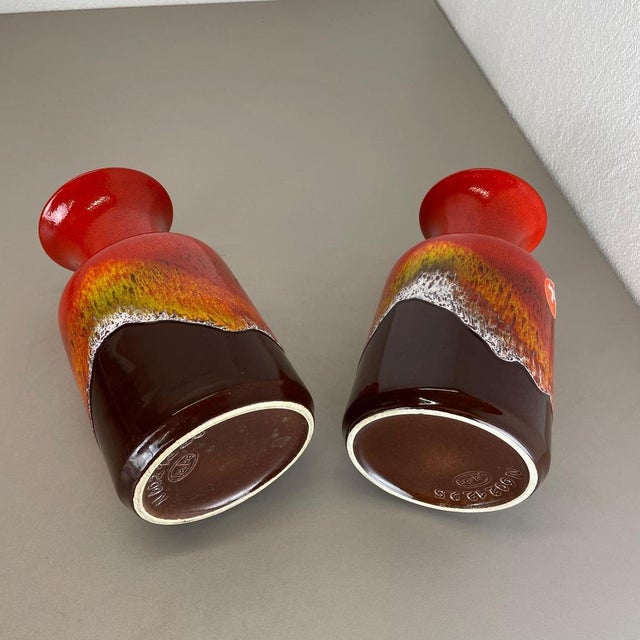 Fat Lava Op Art Pottery Multi-Color Vases from Jasba Ceramics Germany, 1970s, Set of 2 For Sale - Image 17 of 18