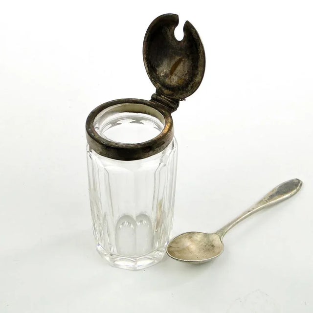 1930s German Biedermeier Mustard Container with Spoon, 1930s, Set of 2 For Sale - Image 5 of 9