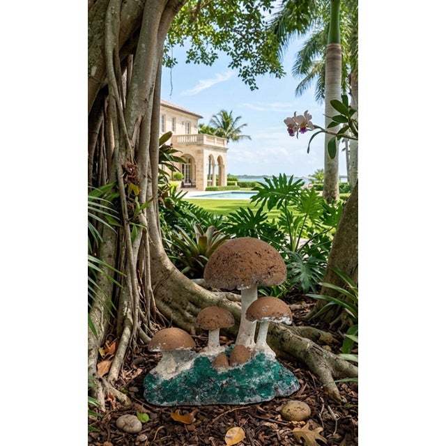 Vintage Brutalist Style Cast Stone Mushroom Garden Sculpture For Sale - Image 11 of 11
