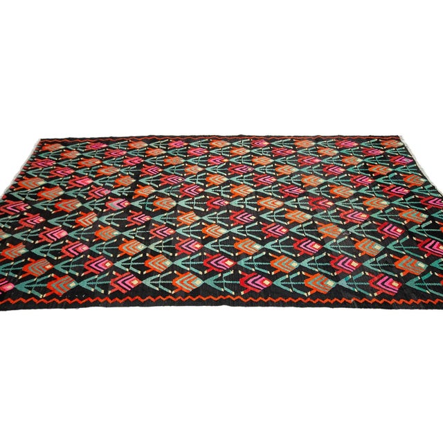 Colorful Vintage Turkish Kilim Rug For Sale - Image 4 of 7