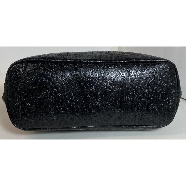 Etro Signature Black Embossed Paisley Leather Zippered