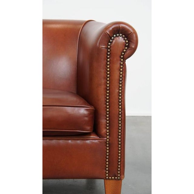 Cowhide Leather Club Chair with Decorative Nails For Sale - Image 9 of 14