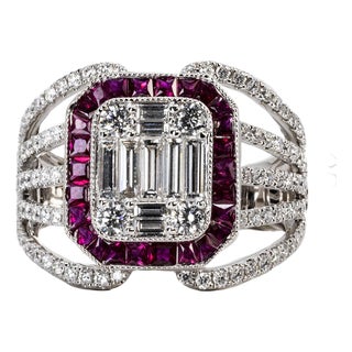 Late 20th Century 18k Ruby & Diamond Ring, Size 5 For Sale