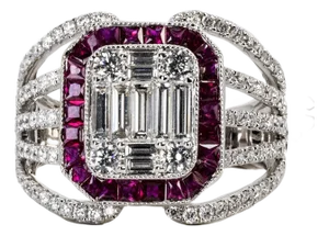 Late 20th Century 18k Ruby & Diamond Ring, Size 5