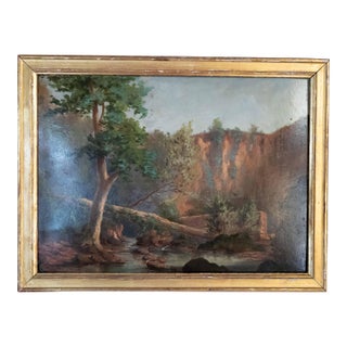 19th Century French Italian Campagna Landscape Painting Attributed to Paul Jean Flandrin For Sale