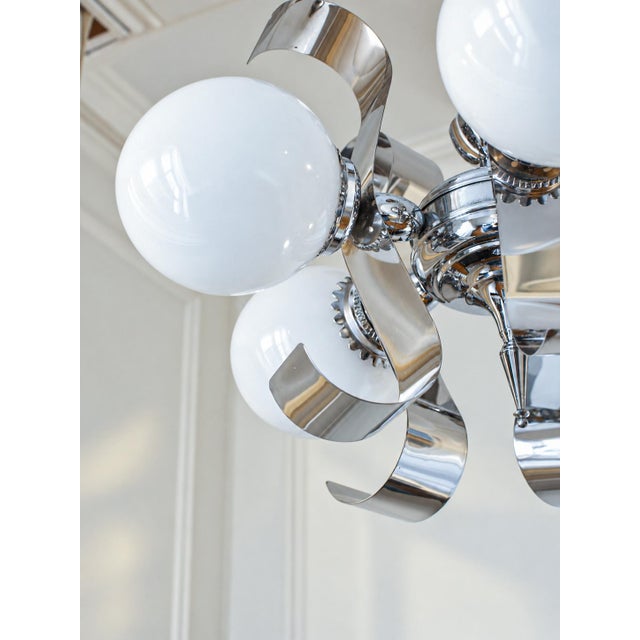 Vintage Space Age Chrome Ribbon Chandelier, 1970s For Sale - Image 4 of 11