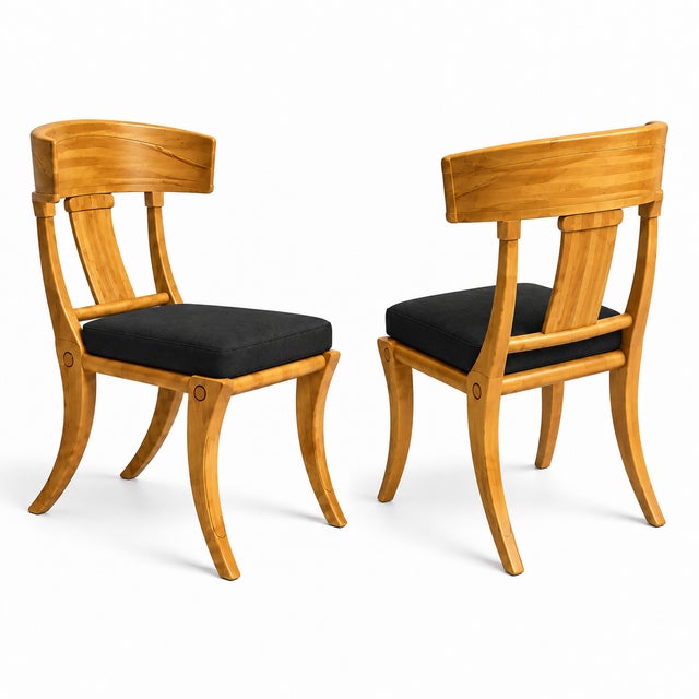 Mid-Century Modern Teak Klismos Patio Dining Chairs. - Set of 6 For Sale - Image 3 of 5