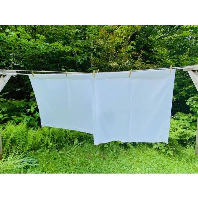 Antique French White Linen Bistro Tablecloths, Hemstitch Border, Mitered Corners, 43" Square | Pair | C. 1900 For Sale - Image 4 of 18