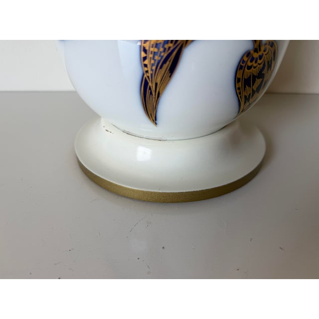 Ceramic 1960s Vintage German Heinrich and Co Echt Kobalt Cobalt Blue & Gold Porcelain Table Lamp For Sale - Image 7 of 12