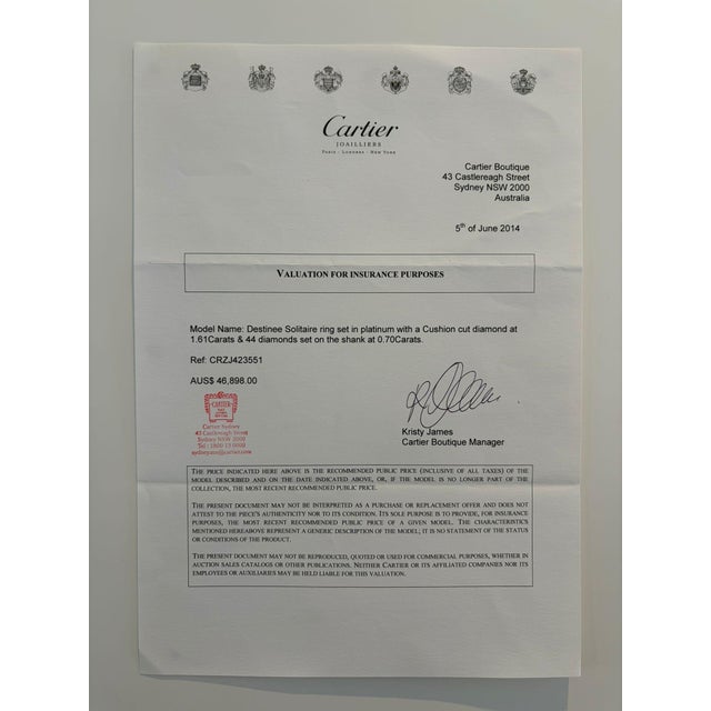 Cartier Platinum Destinée Diamond Ring 2.31ct 5.43g, Size 5.5 For Sale - Image 16 of 18