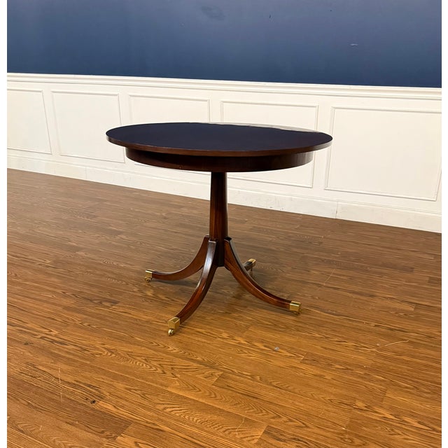 Traditional Round Walnut Occasional Table by Leighton Hall - Showroom Sample For Sale - Image 9 of 10