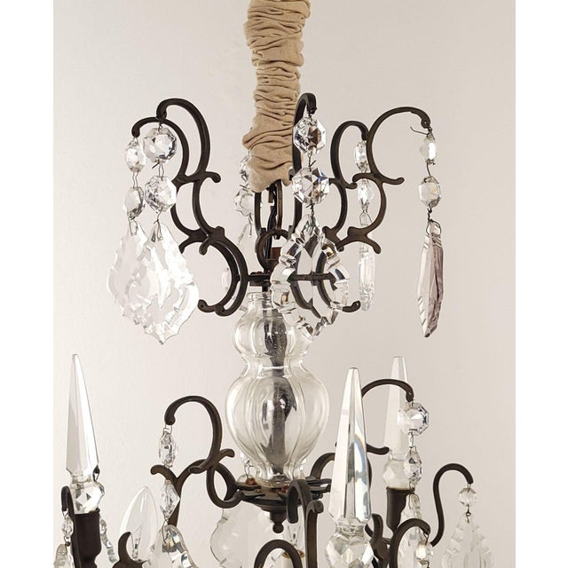 1960s French Vintage Louis XV–Style Bronze and Crystal Chandelier For Sale - Image 5 of 10