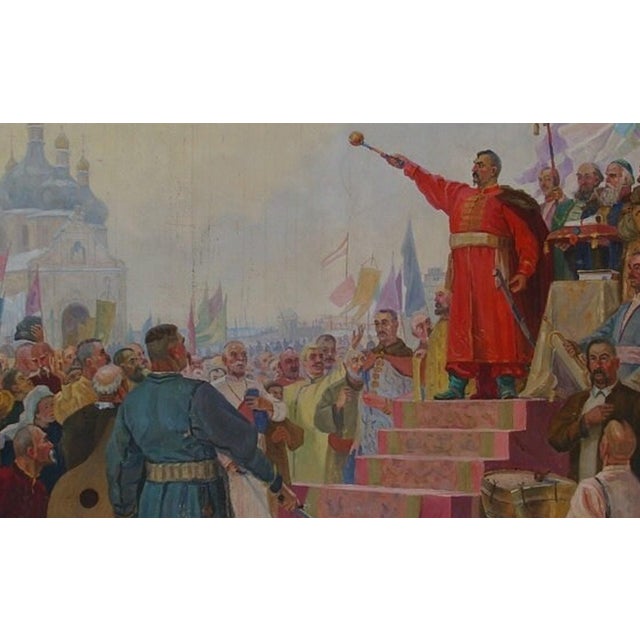 Ukrainian Cossacks Oil Painting, Soviet Art, 1970s 122-198 For Sale - Image 4 of 6