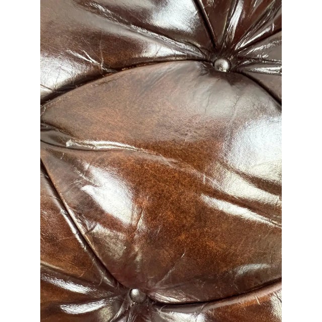 Chesterfield English Style Tufted Leather Library Chair & Ottoman by Hickory For Sale - Image 17 of 18