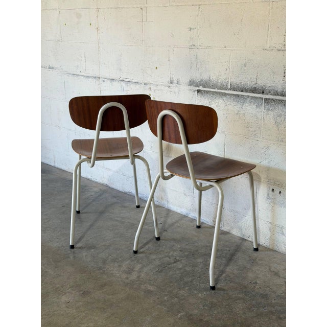 1970s Plywood Stacking Chairs Set of 2 Mid-Century Modern 1970s For Sale - Image 5 of 11