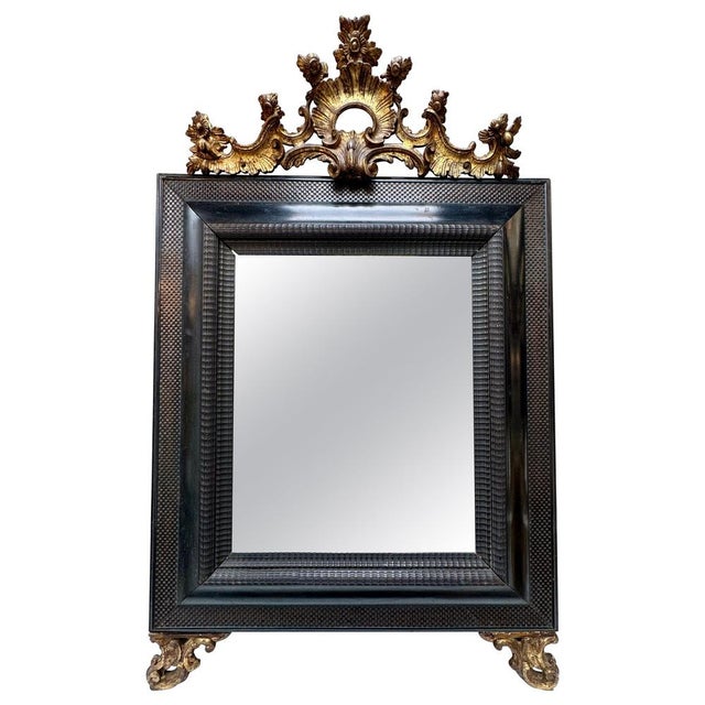 Late 19th Century Italian Ebonized and Gold Gilt Mirror, 1880 For Sale - Image 12 of 12