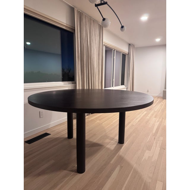 Modern Solid Oak Dining Table in Luxurious Dark Wood Tone For Sale - Image 13 of 14