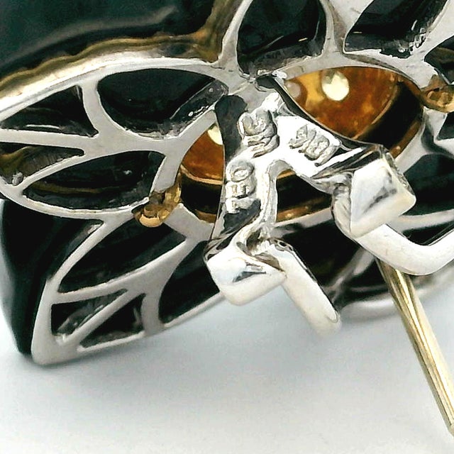 Italian Black Onyx Flower Earrings in 18k White Gold For Sale - Image 17 of 17