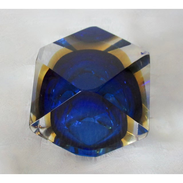 C.1970s Italian Alessandro Mandruzzato, Hand Blown Faceted Murano Cobalt, Amber & Clear For Sale - Image 17 of 18