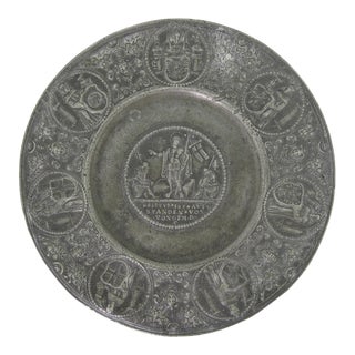 17th Century German Pewter Resurrection Plate Touch Mark of Georg Seger 1600s For Sale