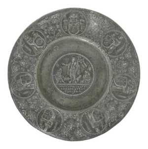 17th Century German Pewter Resurrection Plate Touch Mark of Georg Seger 1600s