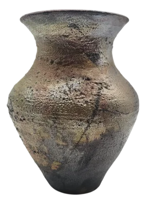 Studio Pottery Iron-Saturated Stoneware Vase – Tenmoku Glaze 8"