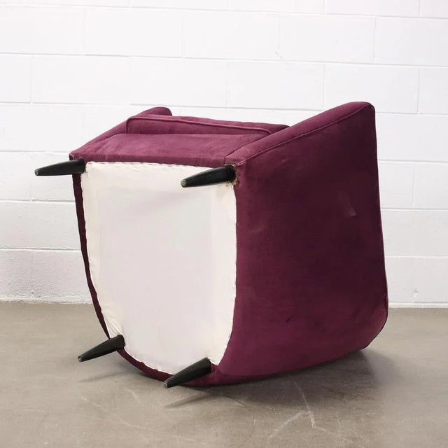 Set of Ebony Wood Velvet Armchairs, Italy, 1950s For Sale - Image 11 of 12