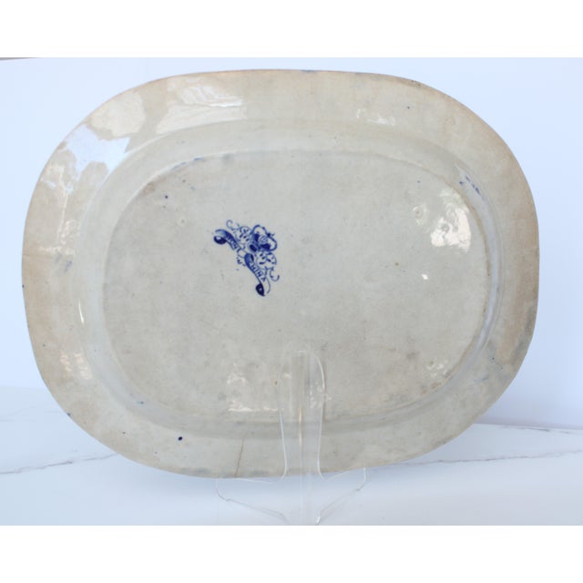 Staffordshire 19thC. Staffordshire Blue Willow China Platter/Chinoiserie For Sale - Image 4 of 6